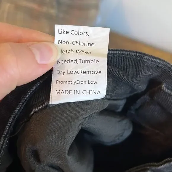 Shein 2 Tone Patch Distressed Black & Dark Denim Ultra High Rise Jeans - Picture 15 of 15